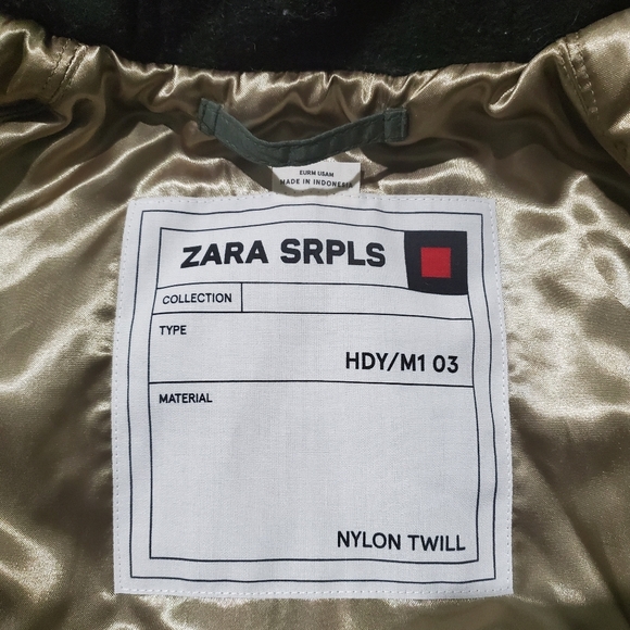 Zara Srpls + Hdy/M1 03 Green Nylon Twill Parka Size M - Picture 6 of 8